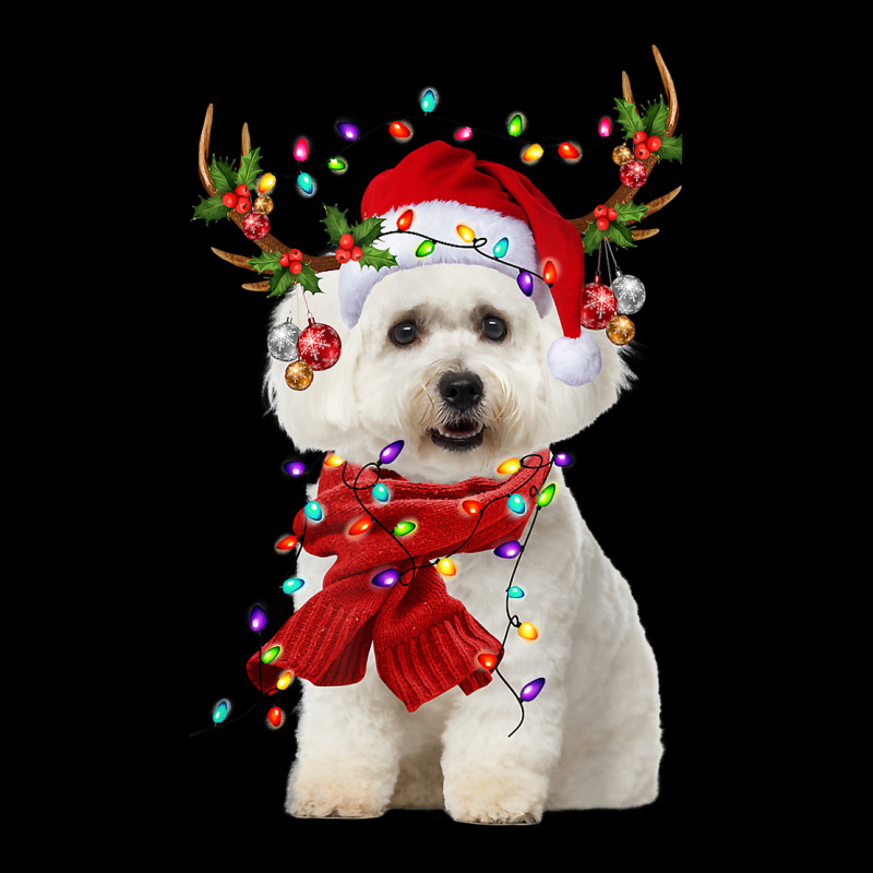 Santa Maltese Dog Reindeer Christmas Lights T Shirt V-neck Tee | Artistshot