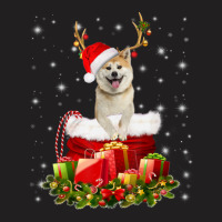 Trending Akita Inu Reindeer Santa Christmas Cute Dog Appearal T-shirt | Artistshot