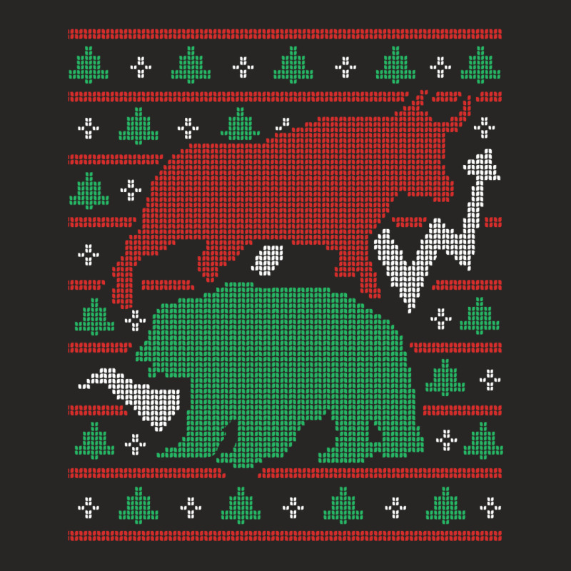 Bull And Bear Christmas Stock Market Investor Ugly Sweater Sweatshirt Ladies Fitted T-Shirt by mehen | Artistshot