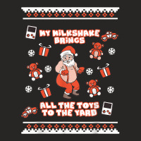 Milkshake Brings All Toys To Yard Naughty Santa Funny Xmas T Shirt Ladies Fitted T-shirt | Artistshot