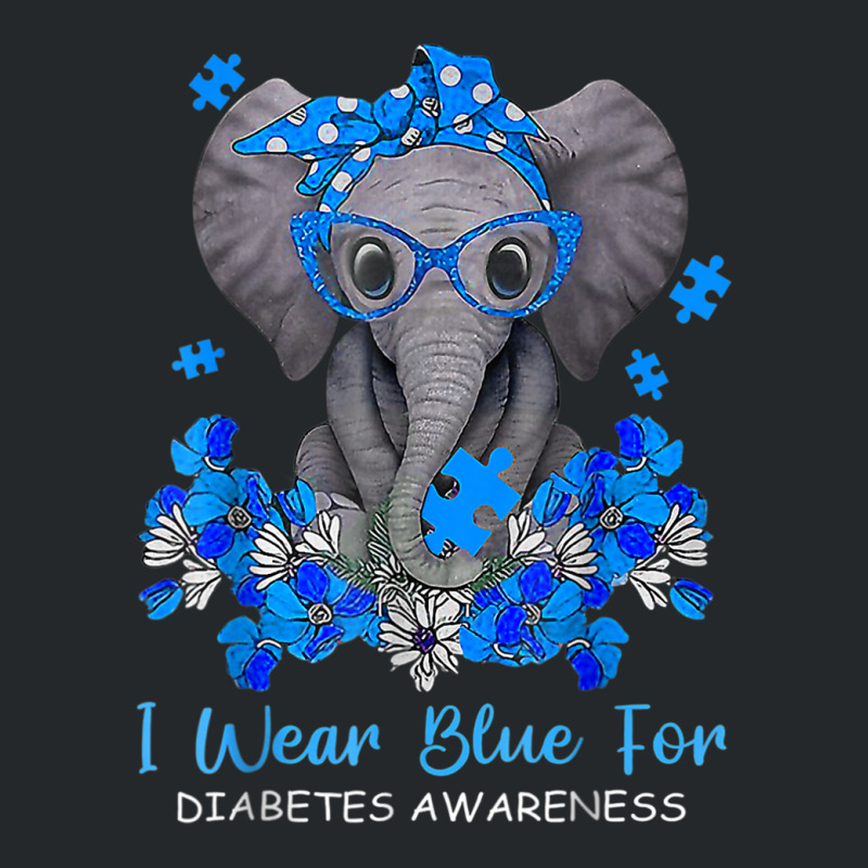 I Wear Blue For Diabetes Awareness Elephant Warrior Women Crewneck Sweatshirt | Artistshot