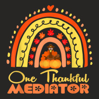 One Thankful Mediator Thanksgiving Rainbow Autumn T Shirt Ladies Fitted T-shirt | Artistshot