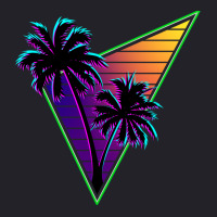 80s Synthwave Inspire Palm Tree Silhouette Triangle Design  (1) (1) Unisex Sherpa-lined Denim Jacket | Artistshot