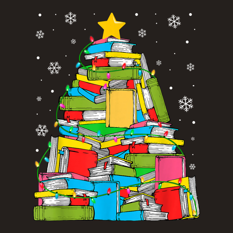 Library Christmas Tree Librarian X Mas Lights Book Lover T Shirt Tank Top by caroldian | Artistshot