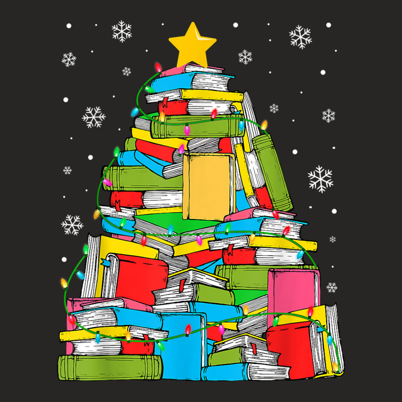 Library Christmas Tree Librarian X Mas Lights Book Lover T Shirt Ladies Fitted T-Shirt by caroldian | Artistshot