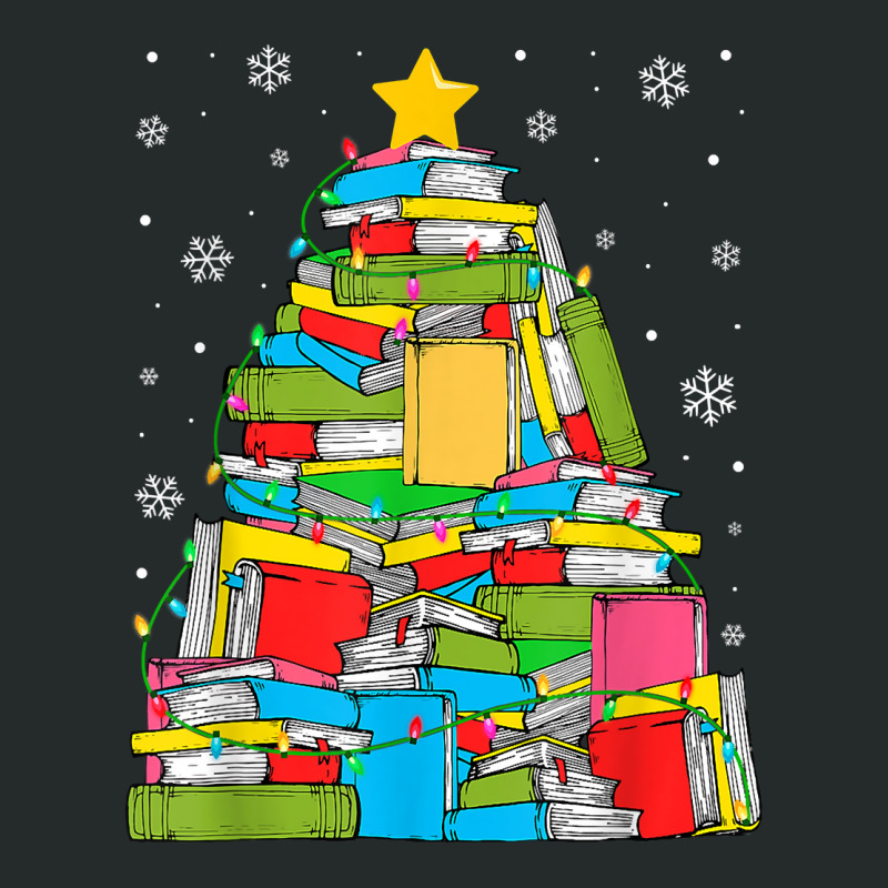 Library Christmas Tree Librarian X Mas Lights Book Lover T Shirt Women's Triblend Scoop T-shirt by caroldian | Artistshot