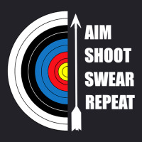 Archery Aim Shoot Swear Repeat Target Arrow Funny Unisex Sherpa-lined Denim Jacket | Artistshot