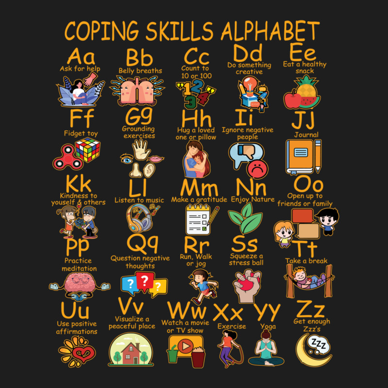 Coping Skills Alphabet Mental Health Awareness Counselor Long Sleeve T Classic T-shirt | Artistshot