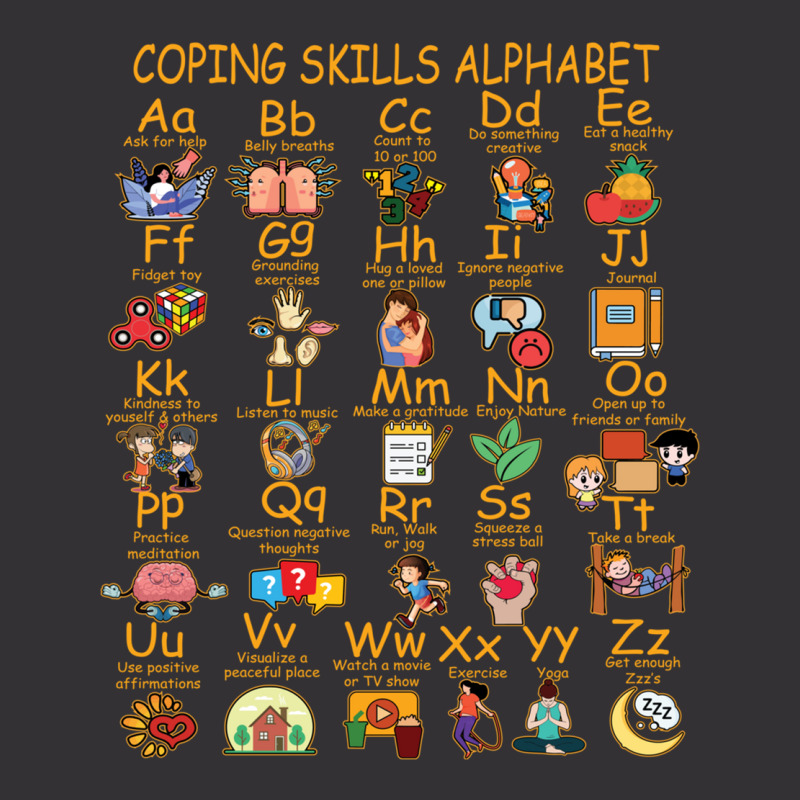 Coping Skills Alphabet Mental Health Awareness Counselor Long Sleeve T Vintage Hoodie And Short Set | Artistshot