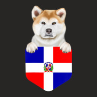 Limited Edition Dominican Republic Flag Akita Dog In Pocket Ladies Fitted T-shirt | Artistshot