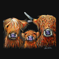 Cow Print Scottish Highland  We 3 Coos On Grey  By Shirley Macarthur B Round Patch | Artistshot