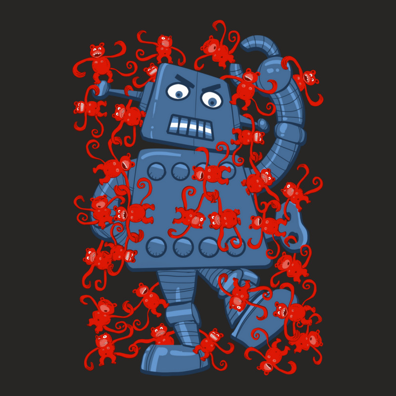 Monkeys Vs Robot Ladies Fitted T-Shirt by AUSTINEMATTEIS | Artistshot