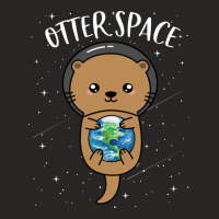 Otter Space Cute Funny Sea Otter Astronaut Milky Way Funny Hipster Ladies Fitted T-shirt | Artistshot