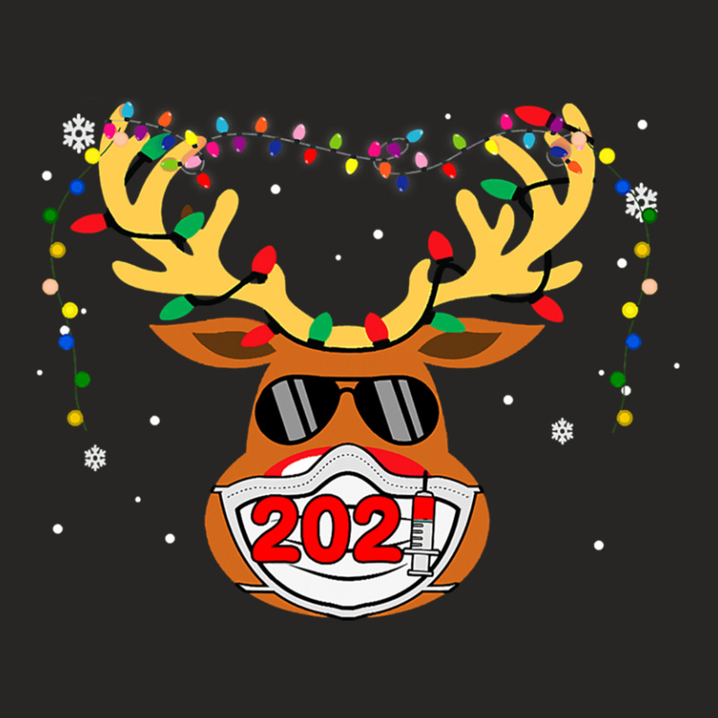 Reindeer In Mask Vaccination Merry 1 Ladies Fitted T-Shirt by MaryWright | Artistshot