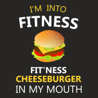 I M Into Fitness Fit Ness Cheeseburger In My Mouth Ladies Fitted T-shirt | Artistshot