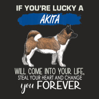 Trending If You're Lucky An Akita Will Come Into Your Life Ladies Fitted T-shirt | Artistshot