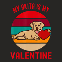 Hot Trend My Akita Is My Valentine Puppy With Heart And Sunset Ladies Fitted T-shirt | Artistshot