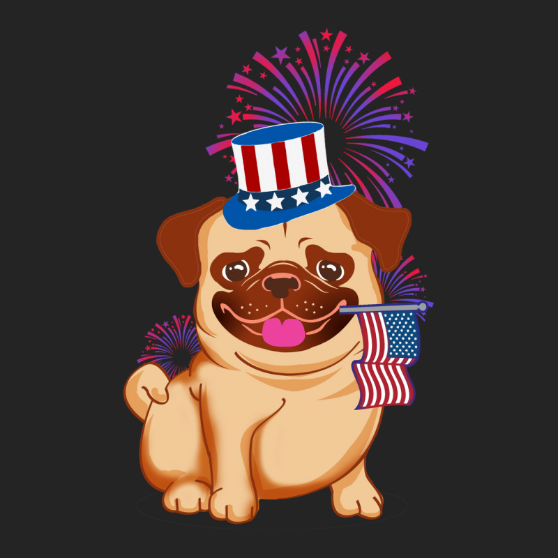 Usa America Pug Dog American July 4th Independence Blue Red 3/4 Sleeve Shirt by zemkamajoor1 | Artistshot