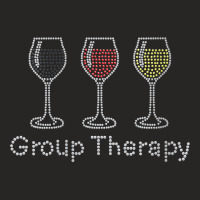 Womens Group Therapy Wine Glasses Bling Rhinestone V Neck T Shirt Ladies Fitted T-shirt | Artistshot