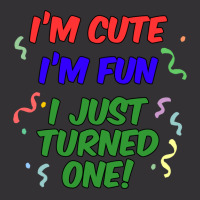 Im Cute Im Fun I Just Turned One 1st Milestone Birthday Baby Aesthetic Vintage Short | Artistshot