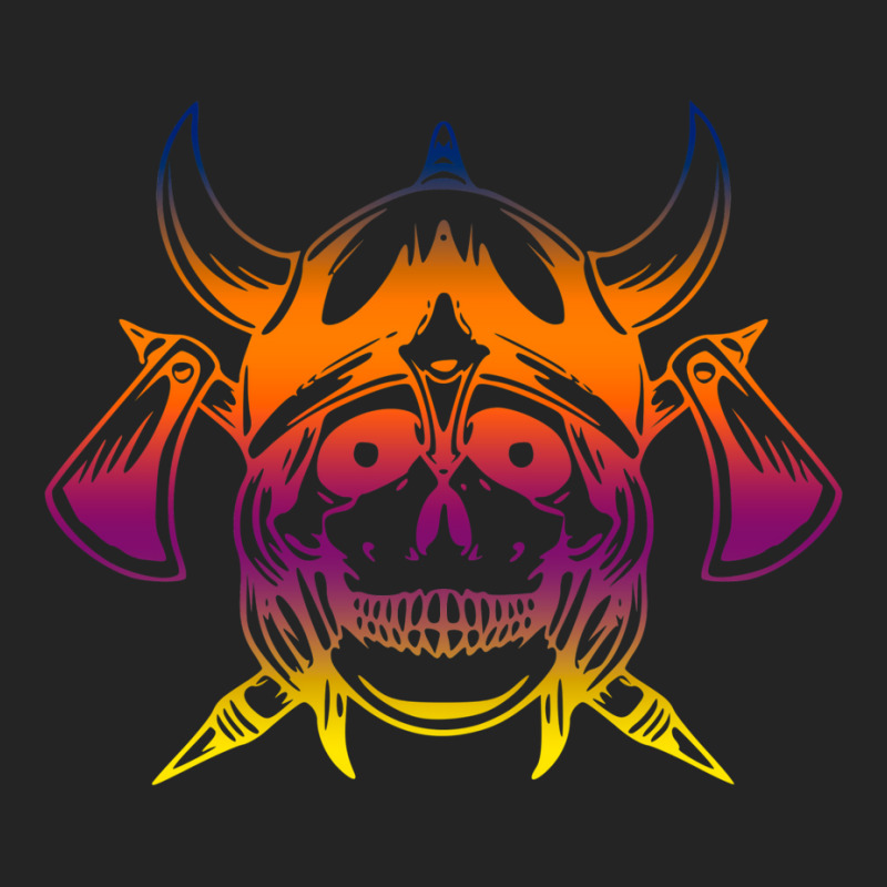 Multicolored Scandinavian Viking Skull In Helmet With Crossed Axes Mod 3/4 Sleeve Shirt | Artistshot