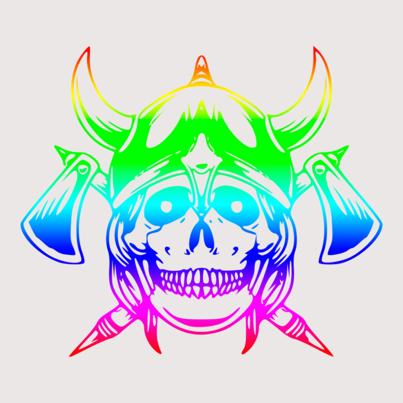 Multicolored Scandinavian Viking Skull In Helmet With Crossed Axes Mod Pocket T-shirt | Artistshot