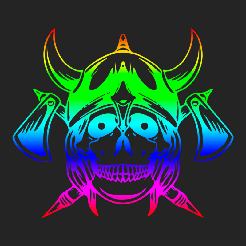 Multicolored Scandinavian Viking Skull In Helmet With Crossed Axes Mod 3/4 Sleeve Shirt | Artistshot