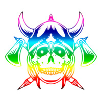 Multicolored Scandinavian Viking Skull In Helmet With Crossed Axes Mod Sticker | Artistshot