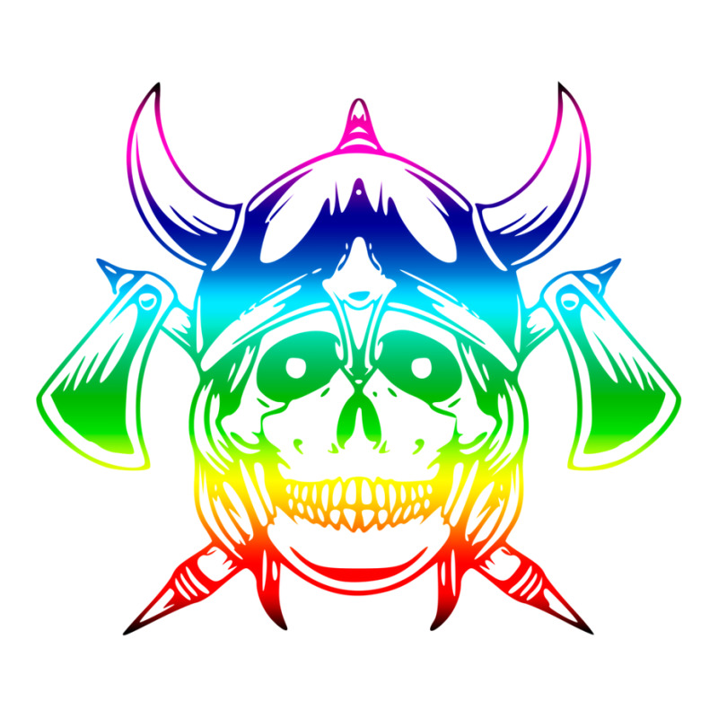 Multicolored Scandinavian Viking Skull In Helmet With Crossed Axes Mod Sticker | Artistshot