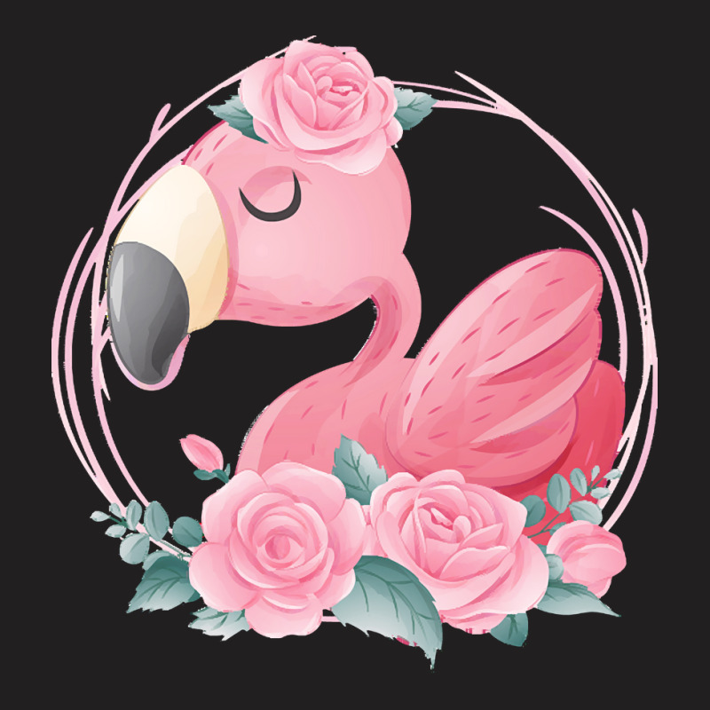 Flamingo T  Shirt Cute Dreaming Pink Flamingo Floral T  Shirt T-shirt | Artistshot