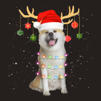 Limited Edition Reindeer Akita Dog With Santa Hat Christmas Light Xmas Tank Top | Artistshot