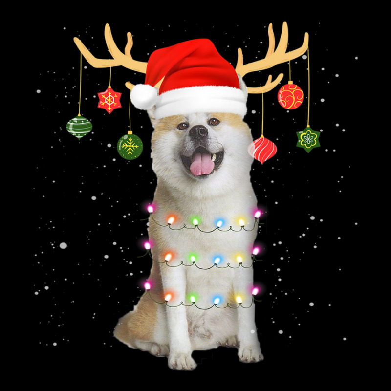 Limited Edition Reindeer Akita Dog With Santa Hat Christmas Light Xmas V-neck Tee | Artistshot