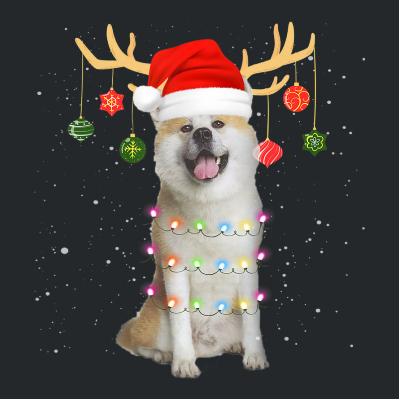 Limited Edition Reindeer Akita Dog With Santa Hat Christmas Light Xmas Crewneck Sweatshirt | Artistshot