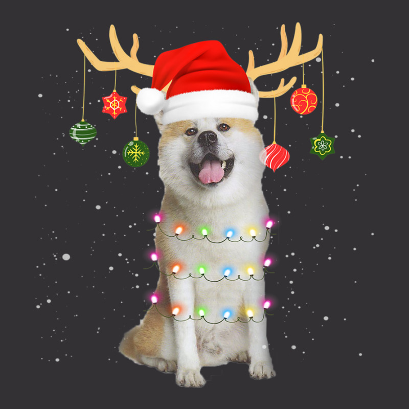 Limited Edition Reindeer Akita Dog With Santa Hat Christmas Light Xmas Vintage Hoodie | Artistshot