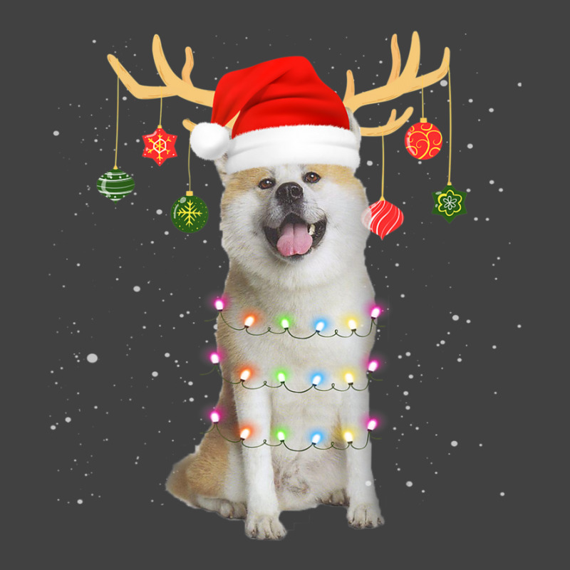 Limited Edition Reindeer Akita Dog With Santa Hat Christmas Light Xmas Vintage T-shirt | Artistshot