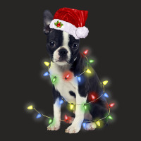 Boston Terrier Dog Lights Christmas Matching Family T Shirt Ladies Fitted T-shirt | Artistshot