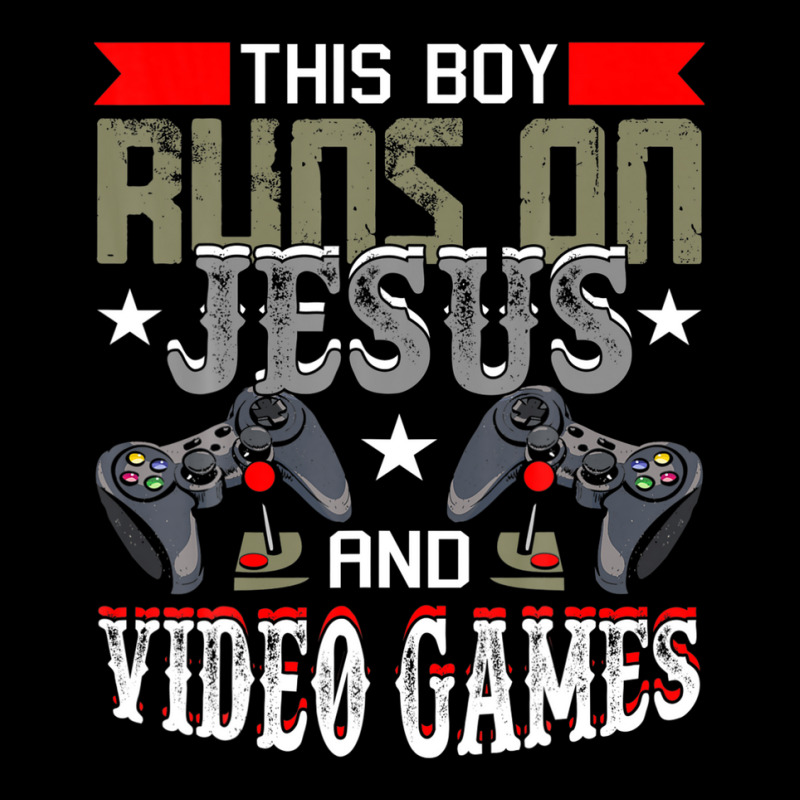 This Boy Runs On Jesus And Video Games Funny Gaming Gift Graphic Youth T-shirt by idreezaldawex | Artistshot