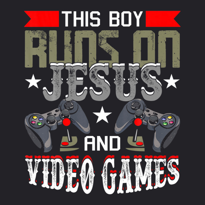 This Boy Runs On Jesus And Video Games Funny Gaming Gift Youth Tee by idreezaldawex | Artistshot