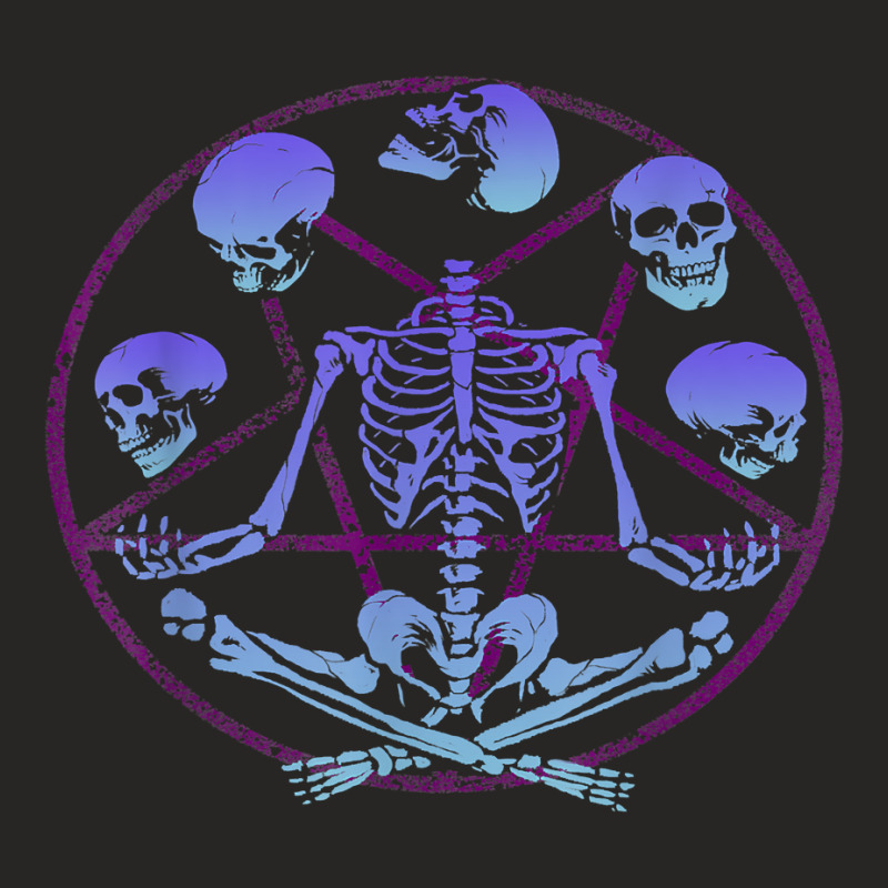 Skeleton Juggling Skulls Pastel Goth Pentagram Occult Pagan 101.png Ladies Fitted T-Shirt by SCOTTALLENZ | Artistshot