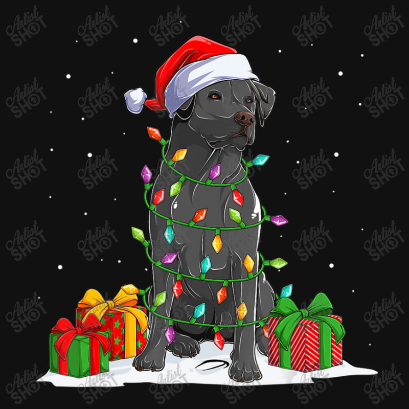 Black Lab Labrador Christmas Lights Pajama Dog Lover Xmas Portrait Canvas Print | Artistshot