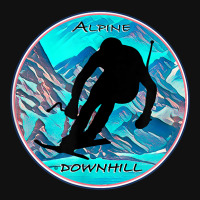 Cool Alpine Downhill Ski Racer Silhouette Mountain Scene Graphic T-shirt | Artistshot