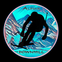 Cool Alpine Downhill Ski Racer Silhouette Mountain Scene Pocket T-shirt | Artistshot