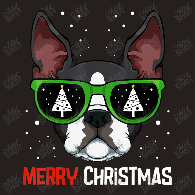 Boston Terrier Christmas Pajama Dog Sunglasses X Mas Tree Tank Top | Artistshot