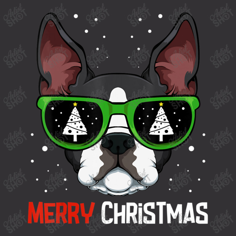 Boston Terrier Christmas Pajama Dog Sunglasses X Mas Tree Vintage Hoodie | Artistshot