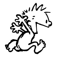 Calvin & Hobbes Comic Running Naked Sticker | Artistshot