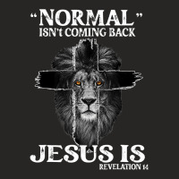 Jesus Christian Normal Isnt Coming Back Jesus Is Revelation 14 Cross L Ladies Fitted T-shirt | Artistshot