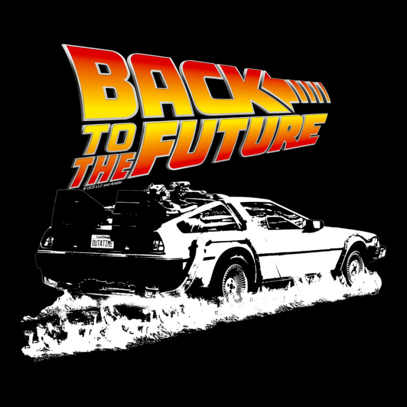 Back To The Future  Delorean Fire Tracks White Stencil Fan Art Baby No Maternity Scoop Neck T-shirt by dorotaduriimj | Artistshot