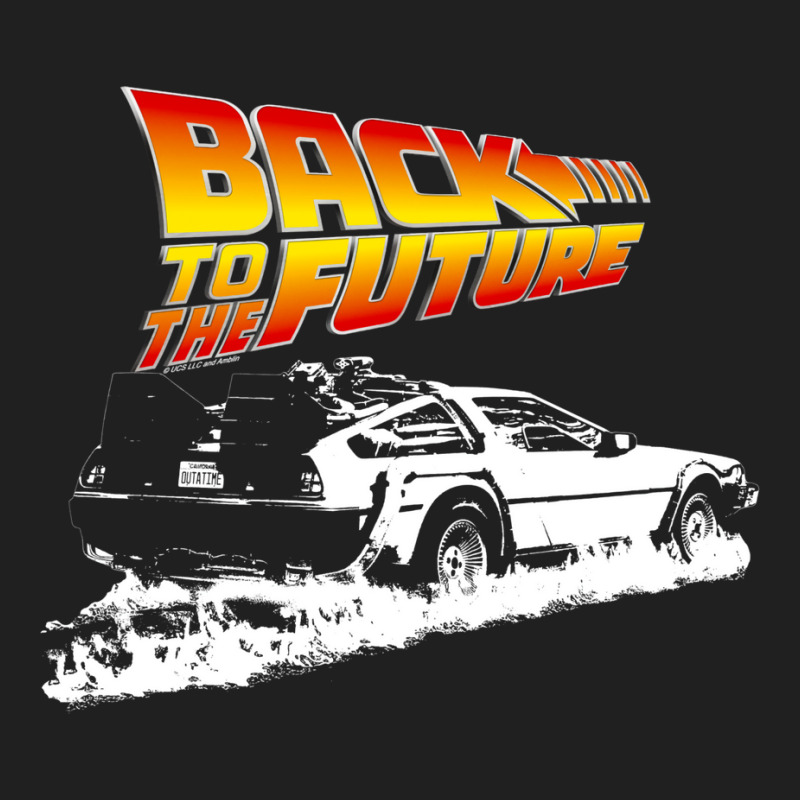 Back To The Future  Delorean Fire Tracks White Stencil Fan Art Baby No Ladies Polo Shirt by dorotaduriimj | Artistshot