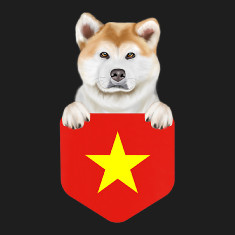 Hot Trend Vietnam Flag Akita Dog In Pocket Classic T-shirt by hongquangd | Artistshot