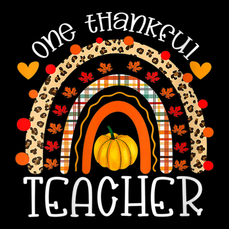 Womens One Thankful Teacher Thanksgiving Rainbow Leopard Fall V-neck V-neck Tee | Artistshot